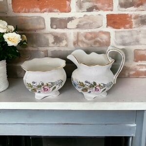 Aynsley Wild Tudor Mini Creamer Sugar Bone China Flowers